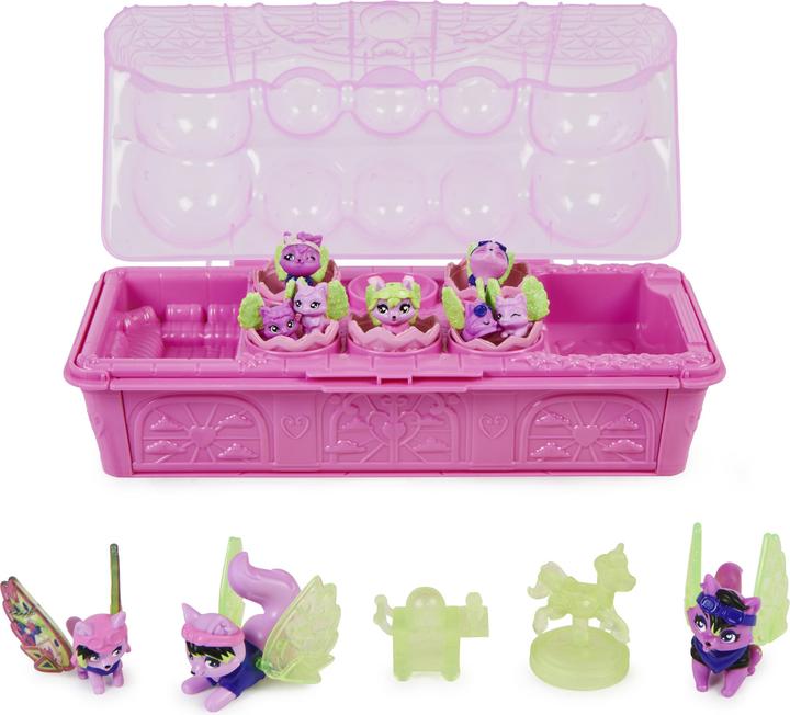 Actual product image Hatchimals Rainbowcation egg carton with wolf family, playset with 10 CollEGGtibles figures and 2 Zu