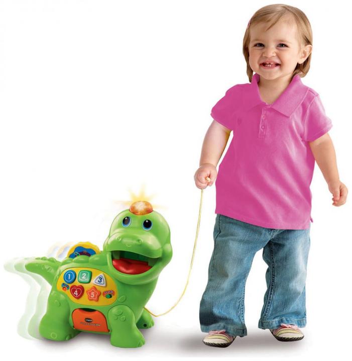 Actual product image VTech 157703 Baby Interactive Feed Me Dino | Musical Baby Toy with Numbers and Phrases (English Vers