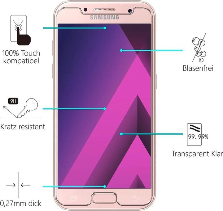 Produktbild Screenguard Samsung Galaxy A3 2017 Panzerglas Schutzfolie Case Friendly Design (1 Stück, Samsung Galaxy A3 (2017))