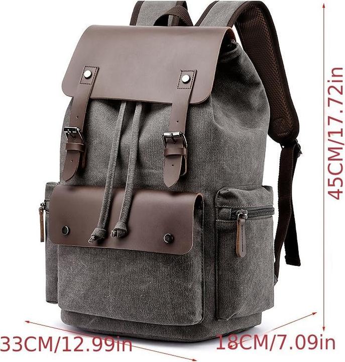 Actual product image Only-Bags.Store Trendy Retro Canvas Computer Bag Backpack, Student School Bag, Retro Casual Backpack, Strong