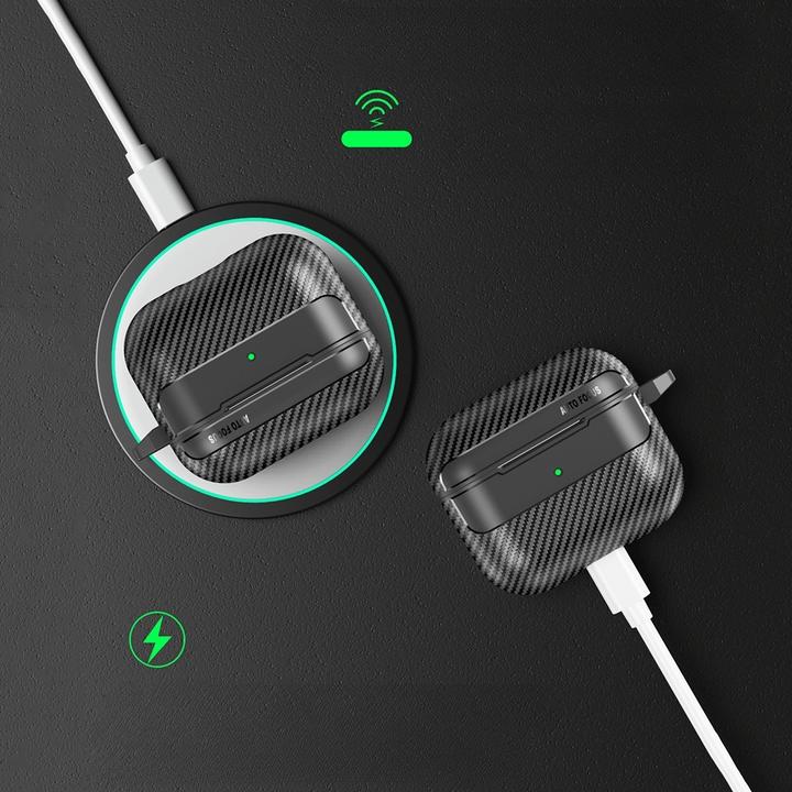 Actual product image Cover-Discount Airpods Pro 2 - Silicone case carbon look blue (Headphone bag)