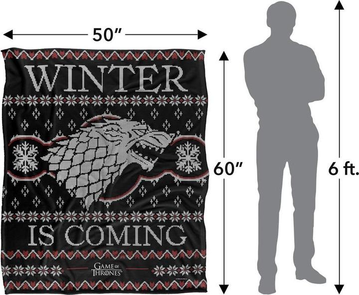 Actual product image Game of Thrones Winter Is Coming Fair Isle Blanket (152 x 127 cm)