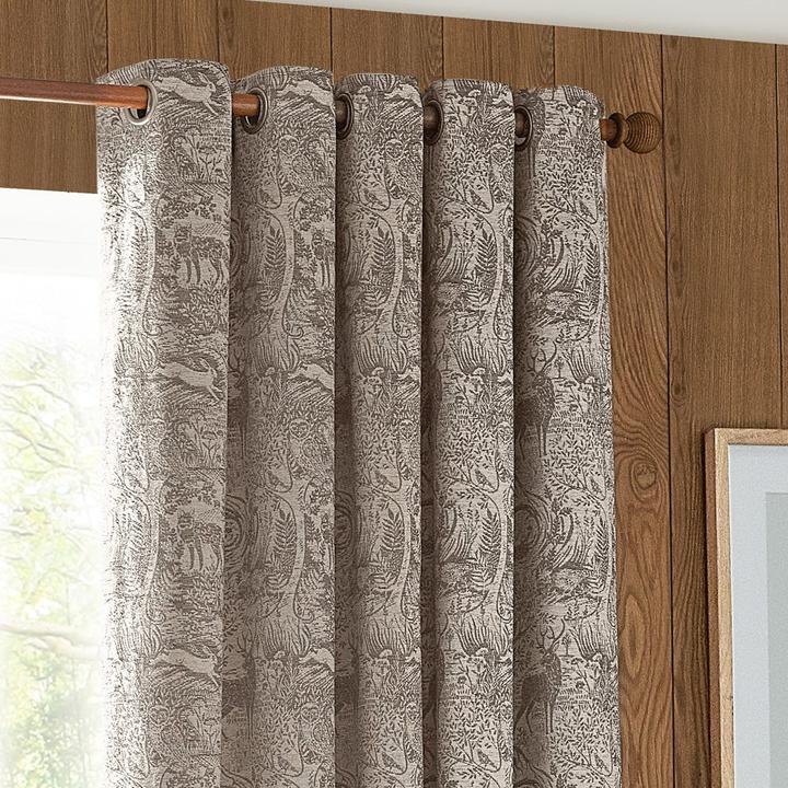 Actual product image Furn Winter Woods Chenille Animals Eyelet Curtains (168 x 229 cm)
