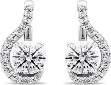 Brilio Silver - Sparkling silver earrings with clear zircons EA375W