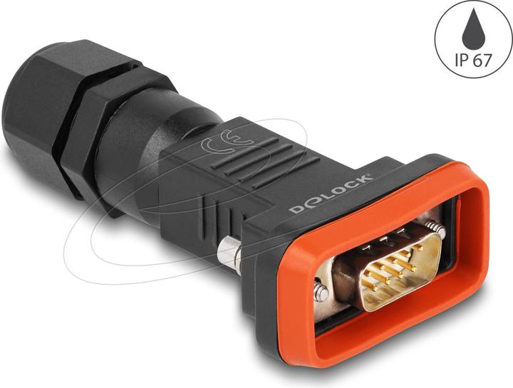 Produktbild Delock Adapter D-Sub HD 9 Pin Stecker mit Gehäuse IP67 wasserfest (Sub-D 9, 8 cm)