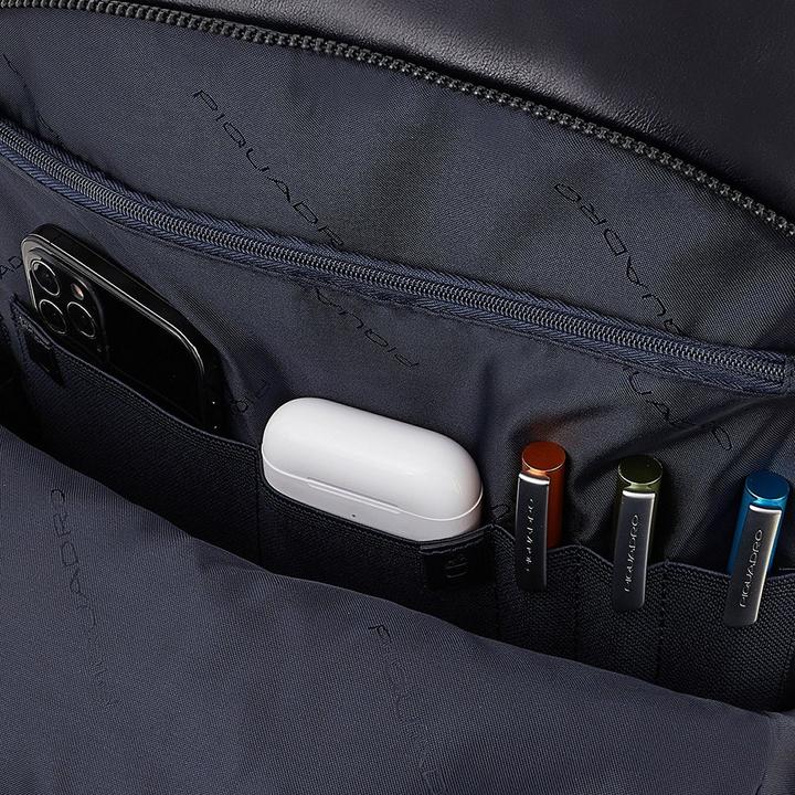 Actual product image Piquadro Blue Square - Laptop backpack with iPad® compartment, RFID blocker (16 l)