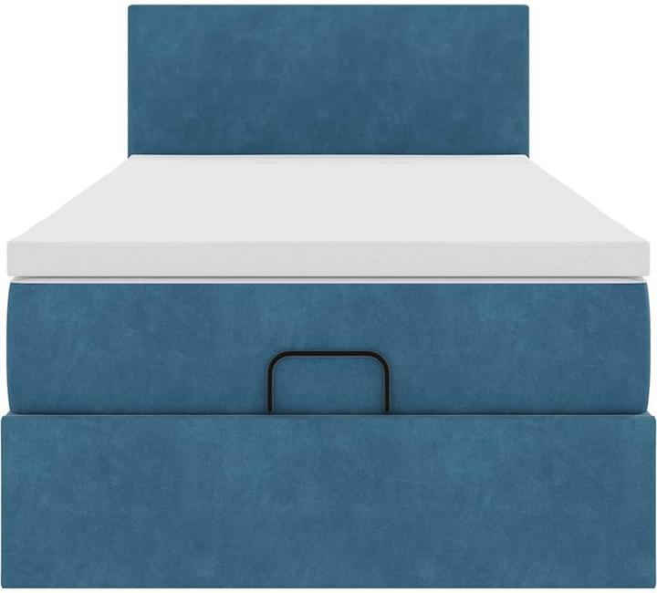 Actual product image VidaXL Ottoman bed with mattress dark blue 90x200 cm velvet (90 x 200 cm)