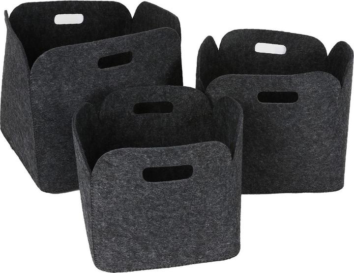Casativo 3-teiliges Körbe-Set aus Filz, 2 Henkel, hellgrau, anthrazit, sortiert (3 x)