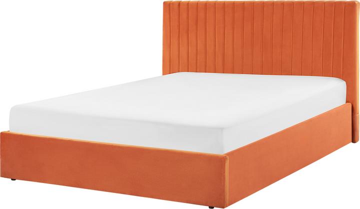 Produktbild Beliani Polsterbett Samtstoff orange mit Stauraum 160 x 200 cm VION (160 x 200 cm)