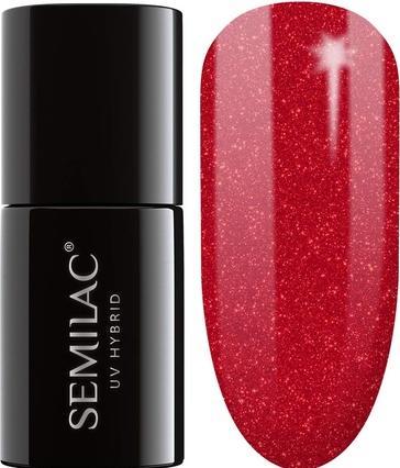 Actual product image Semilac UV Nail Polish Glitter Red 025 7ml (UV gel varnish)