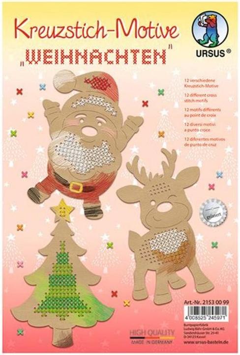 Produktbild Ursus Bastelset Kreuzstich-Motive Weihnachten 12 Stück