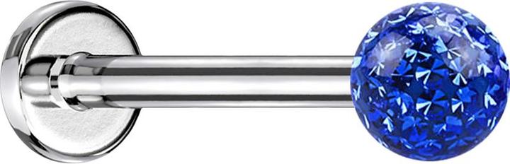 Immagine prodotto Star Piercing Micro Labret argento con sfera di cristallo blu scuro e strato protettivo epossidico (senza ottone, Acciaio chirurgico 316L)
