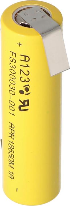 Immagine prodotto A123 Systems Batteria A123 APR18650M-A1 1100mAh 3.3V LiFePo4 con etichetta a saldare a forma di Z 64.95x18.2mm (1 pz., 1100 mAh)