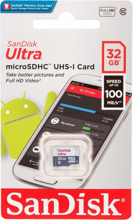 Actual product image SanDisk Ultra (32 GB, microSDHC, U1, UHS-I)