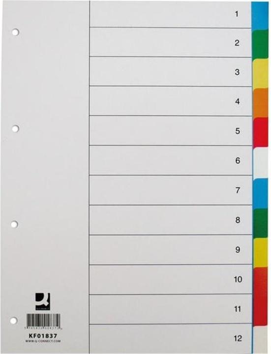 Produktbild Q-Connect Register Vollformat aus PP, farbig