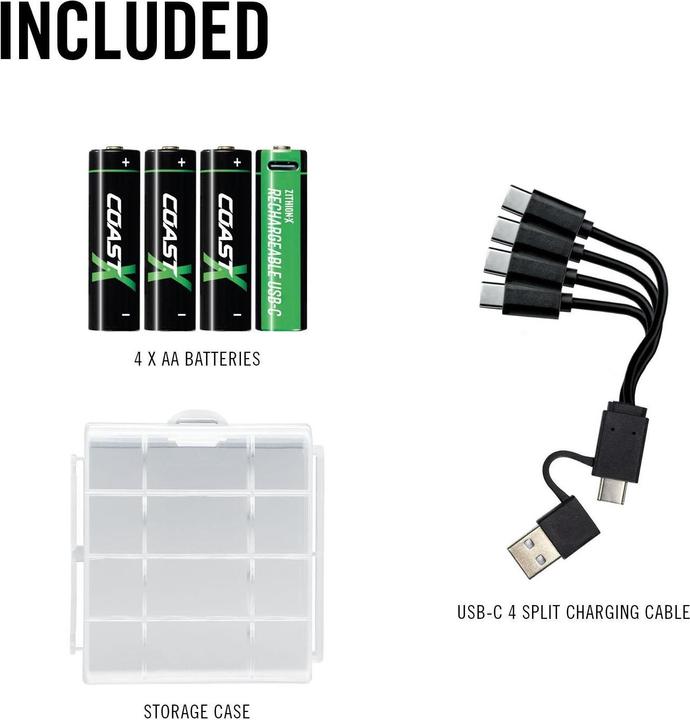 Image du produit Coast Zithion-X USB-C (4 pcs, AA, 2400 mAh)
