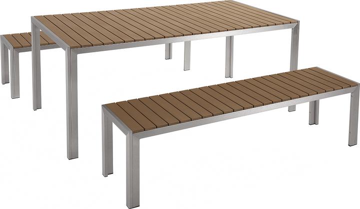 Immagine prodotto Beliani Set di mobili da giardino in legno artificiale colore legno chiaro 2 panchine NARDO (180 cm)