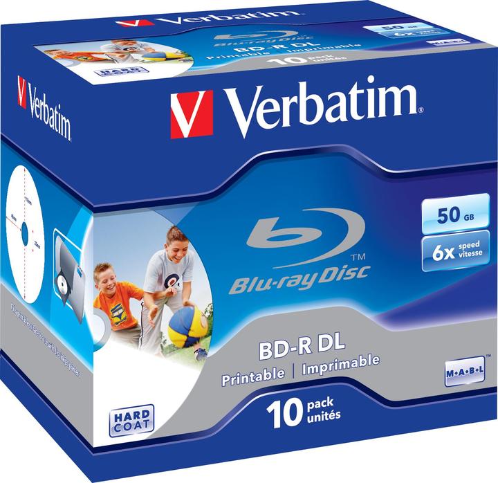 Verbatim 1x10 BD-R Blu-Ray 50GB 6x Speed printable Jewel Case (10 x)