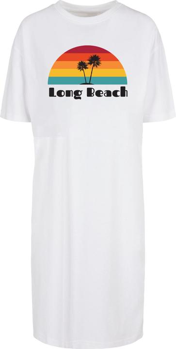 Merchcode Ladies Long Beach Organic Oversized Slit Tee Dress - 117779