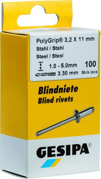 Actual product image Gesipa Blind rivet PolyGrip® Rivet shank dxl 3,2x11,0mm VA 75 pcs.