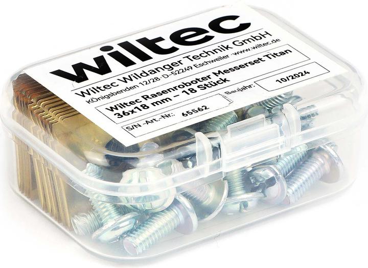Image du produit Wiltec Lot 18 lames robot tondeuse Inox Titane 36x18mm Tonte gazon pelouse (Tondeuse automatique, Lawn mower blades + replacement blades garden machinery)