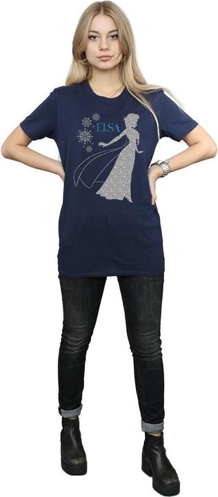 Actual product image Disney Womens/Ladies Frozen Elsa Christmas Silhouette Cotton Boyfriend T-Shirt (M)