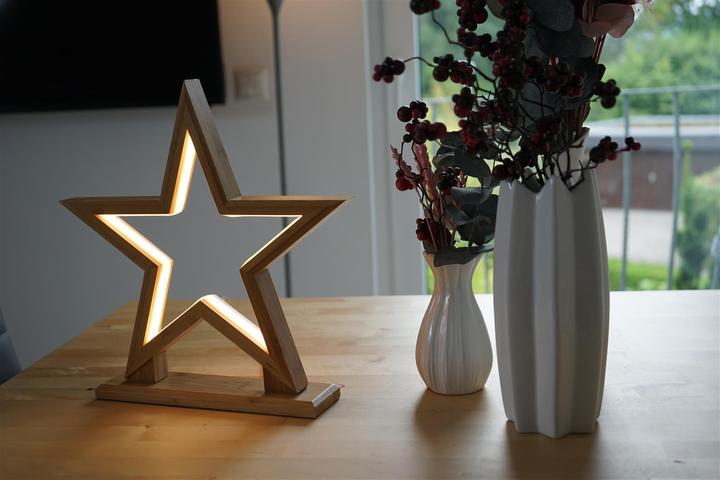 Actual product image Novaliv LED Star Lamp 55cm Natural Wood Table Lamp LED with Power Cable SMD LED Warm White