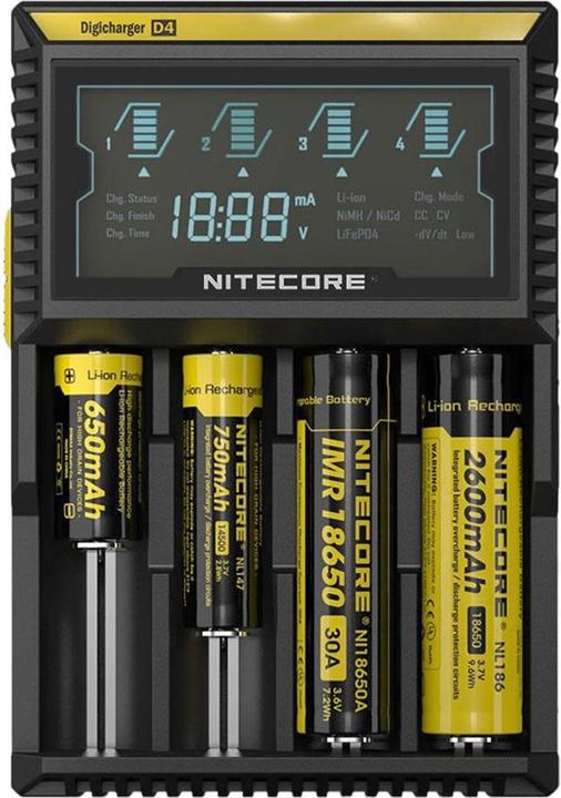 Image du produit Nitecore Digicharger D4EU - Version UE (1 pcs, RCR123A, AA, AAA, C, Chargeurs sans batterie)