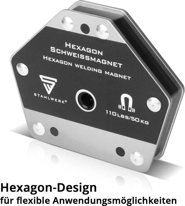 Produktbild Stahlwerk Hexagon Schweissmagnet, Leistungsstarker Magnet 50 kg Haftkraft 2er Set