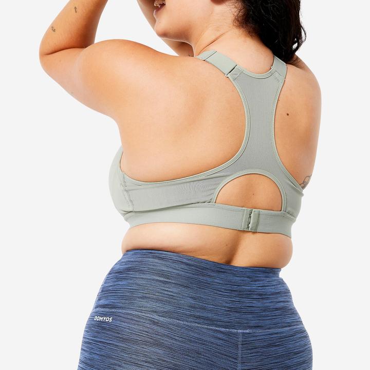 Image du produit Decathlon Bustier fort maintien coussinets réglables - vert sauge (S)