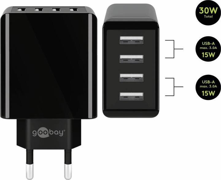 Actual product image Goobay 4 Port USB A charger (30 W)