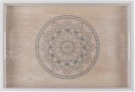 Ootb Weiss/naturfarbenes Holz-Tablett, Mandala