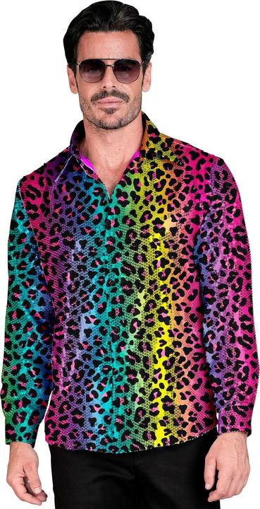 Immagine prodotto Widmann Camicia da uomo in paillettes con stampa leopardata Rainbow (S)