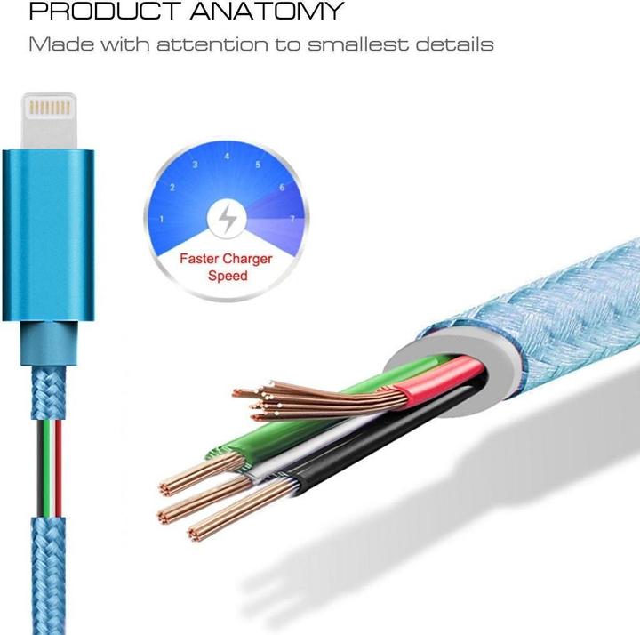 Produktbild Calitron Lightning Ladekabel Blau 3m rund (3 m, USB 3.2 Gen 1)
