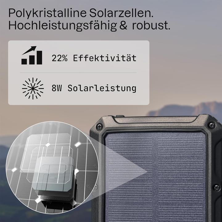 Actual product image Roboparts SP26W Handy-Solarladegerät für Camping und Outdoor (20000 mAh, 8 W)
