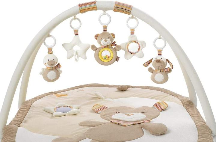 Actual product image Fehn Crawling blanket with play bow bear Rainbow