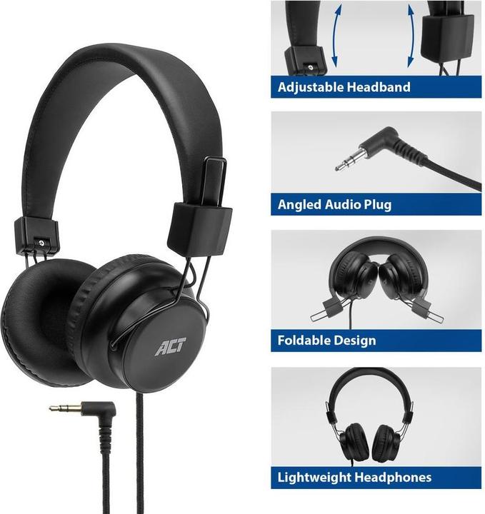 Actual product image Foldable stereo headphones with 3.5mm audio jack (Cable)