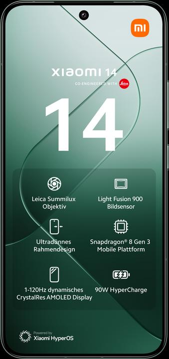 Productafbeelding Xiaomi 14 (512 GB, Jade Groen, 6.36", Dubbele SIM, 50 Mpx, 5G)