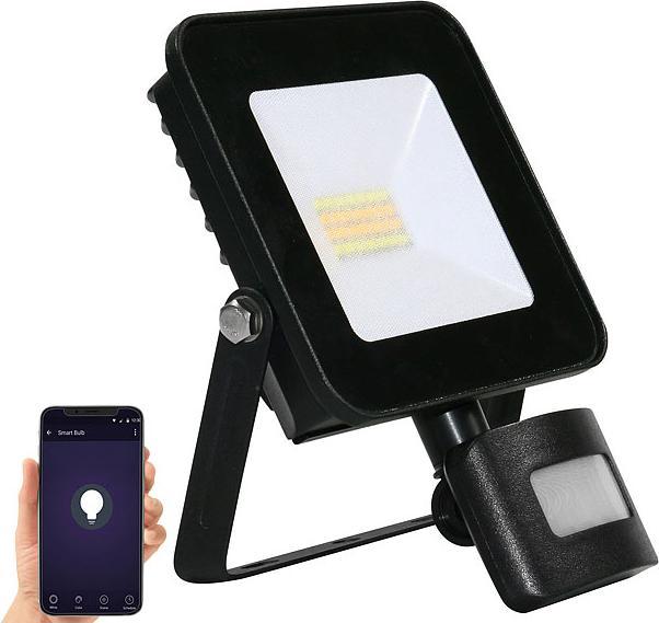 Produktbild Luminea WLAN-Fluter, CCT-LEDs, App, Sprachsteuerung, PIR, 1.600 lm, 20 Watt, IP44 (1600 lm, IP44)
