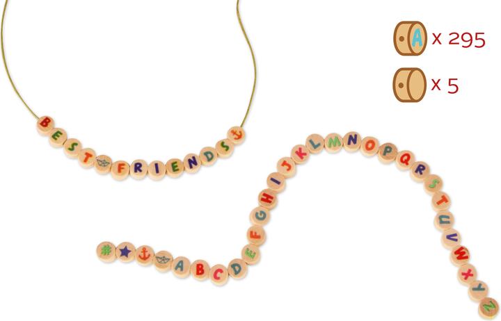 Actual product image Simm Lena wooden letters 10mm 300 beads natural coloured