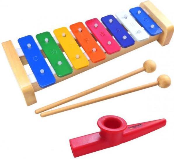Actual product image keepdrum KGS2 Glockenspiel for Children with Kazoo Flute Red