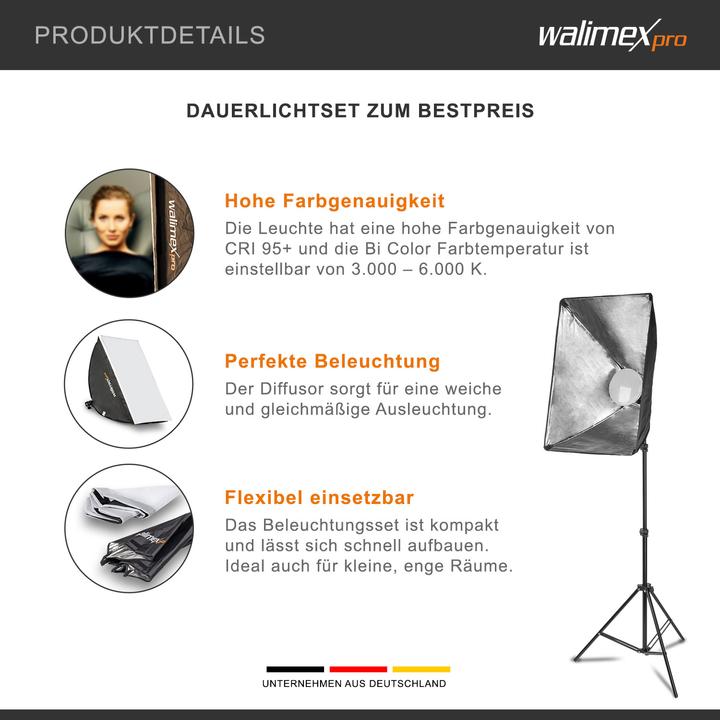 Produktbild Walimex pro 60W Softbox Bi Color Kit 2 (Softbox)
