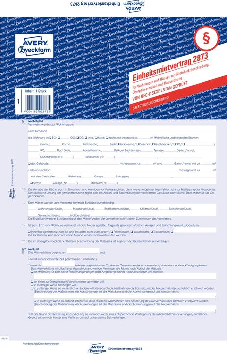 Actual product image Avery Unit rental agreement 'apartments / houses' 2873 (5 x)