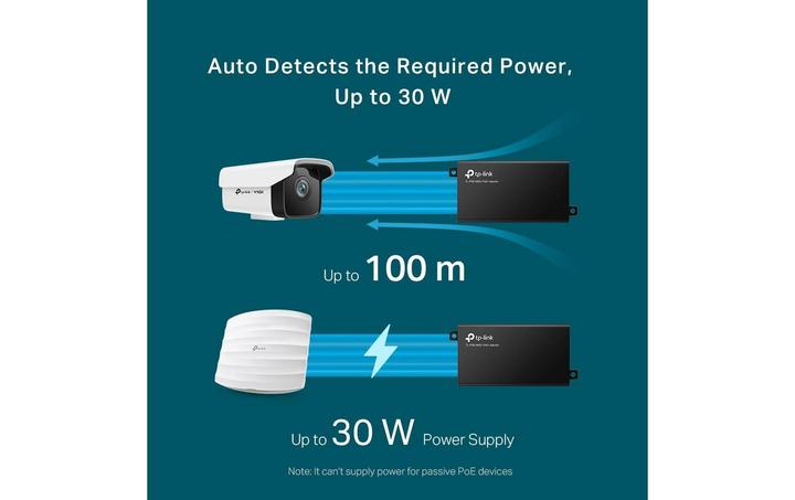 Produktbild TP-Link PoE+-Injektor-Adapter TL-POE160S Ethernet LAN (RJ-45) Anschlüsse 1x10 (802.3at (PoE+), 802.3af (PoE), 30 W)
