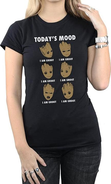 Actual product image Guardians of the Galaxy Womens/Ladies Today's Mood Baby Groot Cotton Boyfriend T-Shirt (L)
