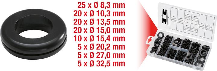 Actual product image KS Tools Assortment of rubber grommets, 110 pcs.