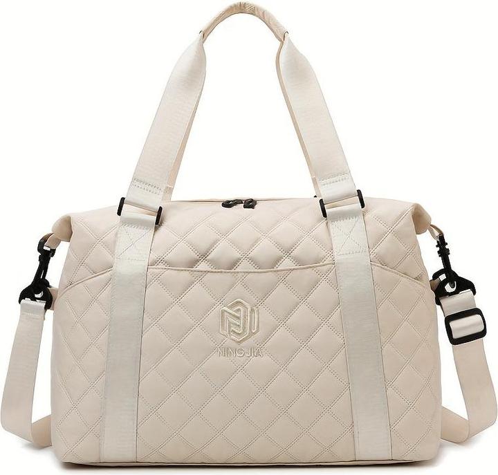 Immagine prodotto Only-Bags.Store Borsone da viaggio di grande capacità con motivo Argyle, tinta unita, Tote per il pernottamento con