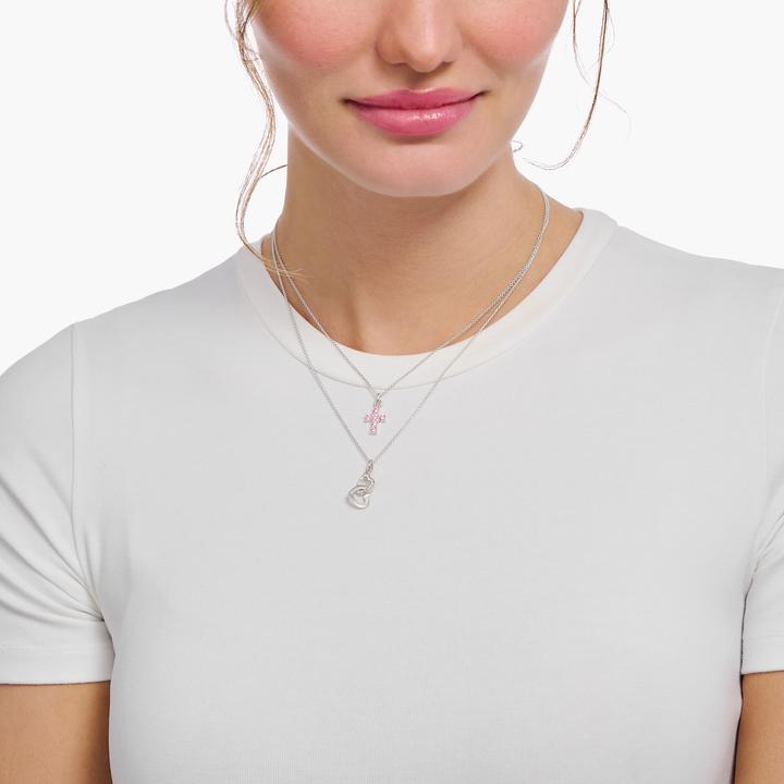 Produktbild Thomas Sabo Kette mit rosafarbenem Kreuz-Anhänger Silber (925 Sterlingsilber, 38 - 45 cm)
