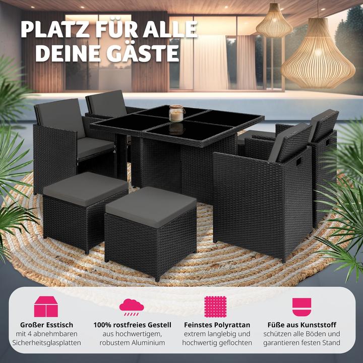 Immagine prodotto tectake set da giardino in rattan e alluminio Manhattan, variante 2 (100 cm)
