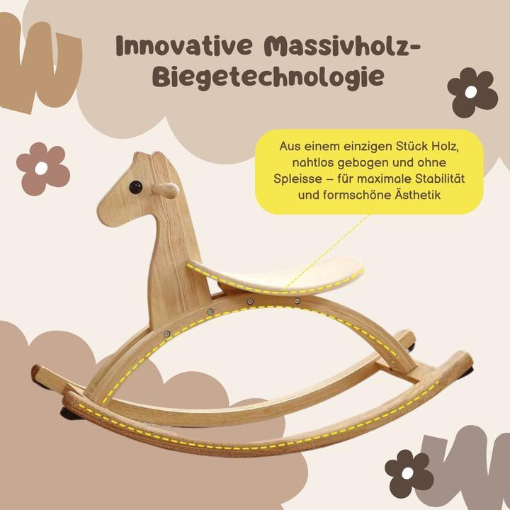 Immagine prodotto Hermex Cavallo a dondolo Cavallo di legno Giocattolo per bambini Cavallo giocattolo Giocattolo di legno